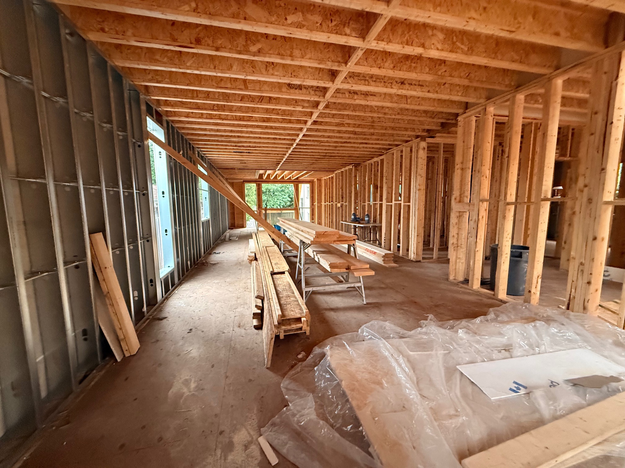 Interior framing progress during the week of July 13